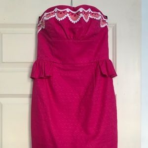 Lilly Embroidered Maybell Peplum Strapless Dress